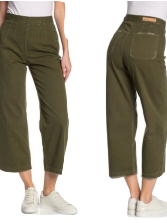 GRLFRND Pants - GRLFRND Farrah Wide Leg Cropped Pants Olive Green Women’s Size 26 Revolve